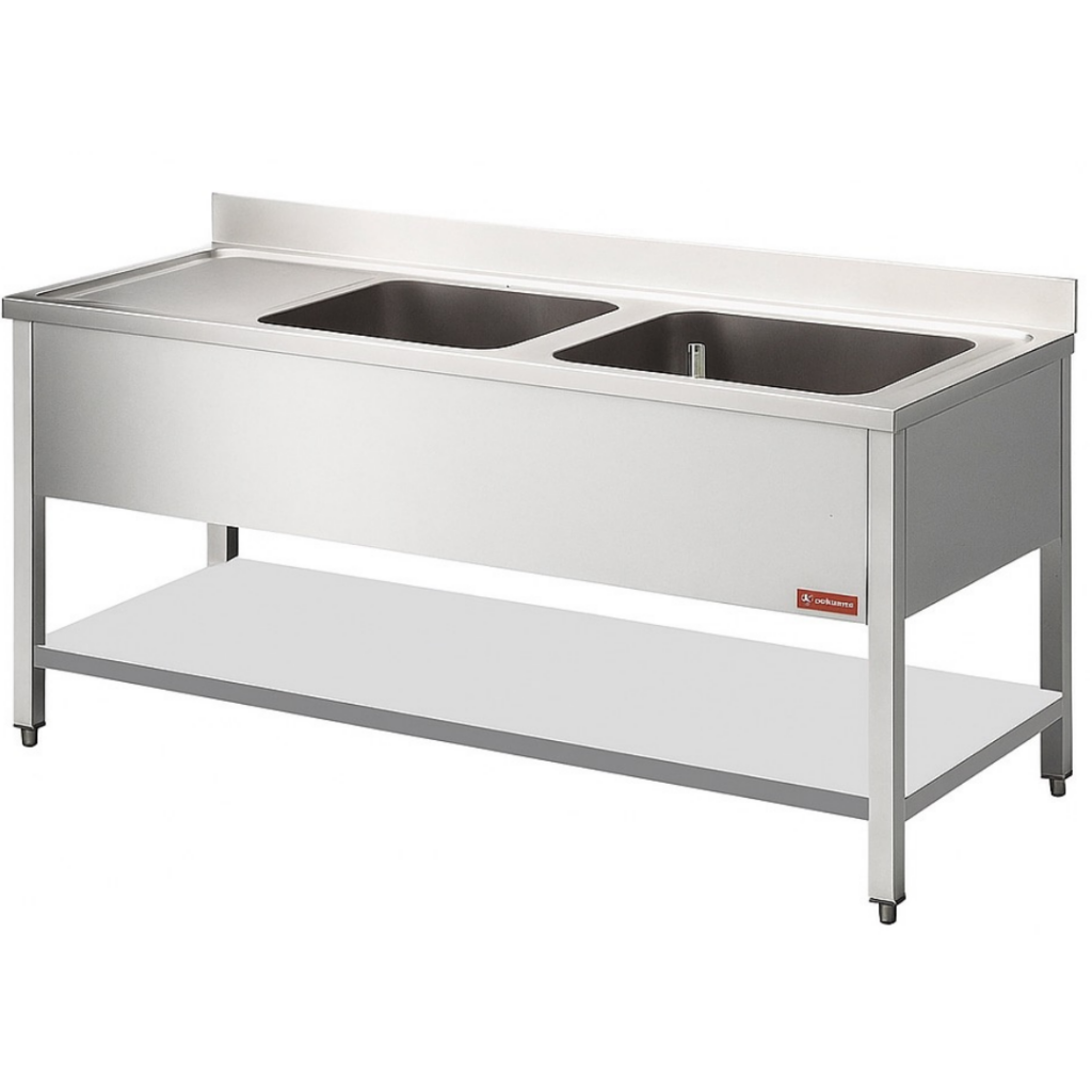 Plonge | 2 cuves | 1 égouttoir à gauche